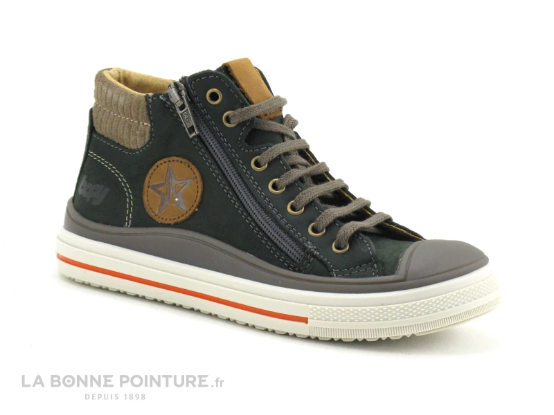 Bopy VELVET Vert - Basket Montante GARCON Cuir Vert – Image 5