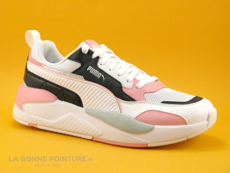 Puma X RAY 2 Square Blanc Rose Noir - Basket Semelle Epaisse