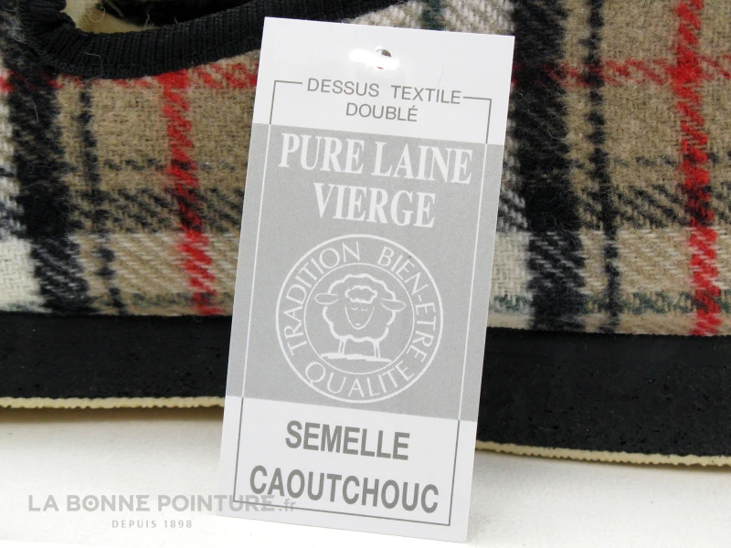 Semelflex CALOMUST Beige Ecossais - Charentaise Homme Interieur Laine – Image 3