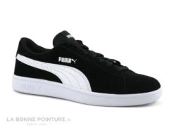 Puma SMASH V2 SD Junior Black - Basket Basse Cuir Velours Noir