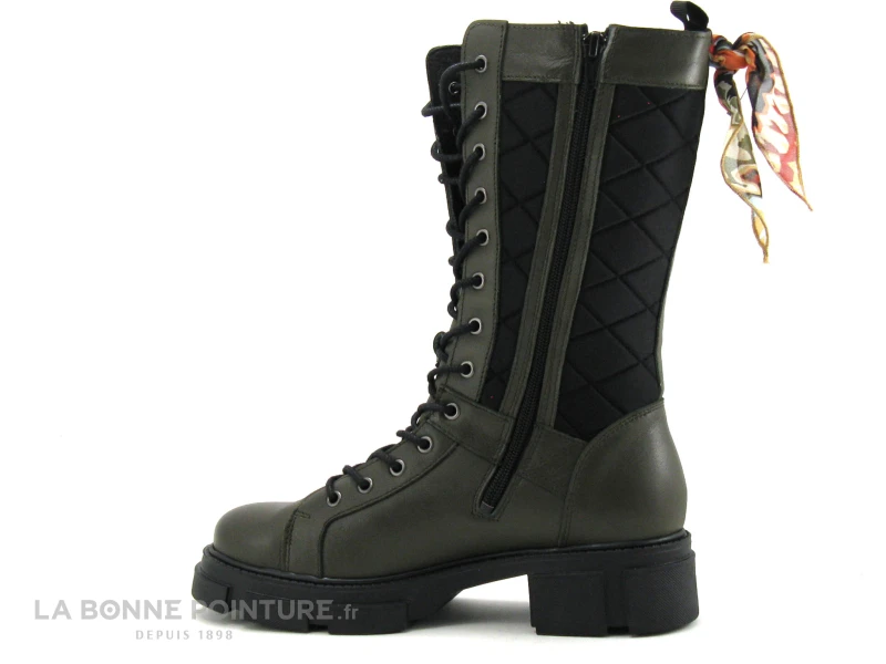 GoodStep 3625-D07 Kaki - Noir Matelasse - Bottine Lacet Femme – Image 3