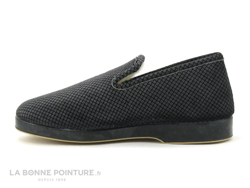 Ouf CANAL Gris Noir - Charentaise Homme Intérieur Laine – Image 2