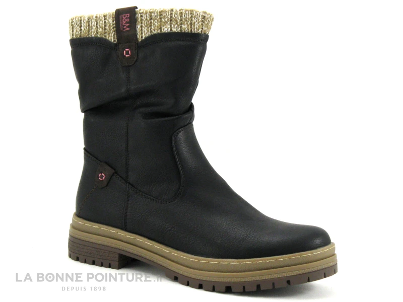 B Et M Banana Moon - REBUS Noir - Bottine Femme - Lainage Beige – Image 5