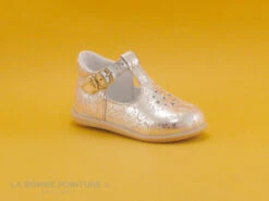 Minibel MALIKA Imp Fleurs - Nude - Argent - Chaussure BEBE Fille