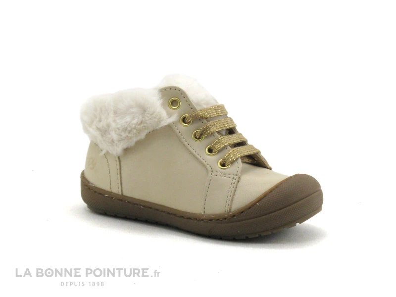Bopy JULIE Creme - Boots Premiers Pas Fille Beiges - Col Fourrure – Image 5