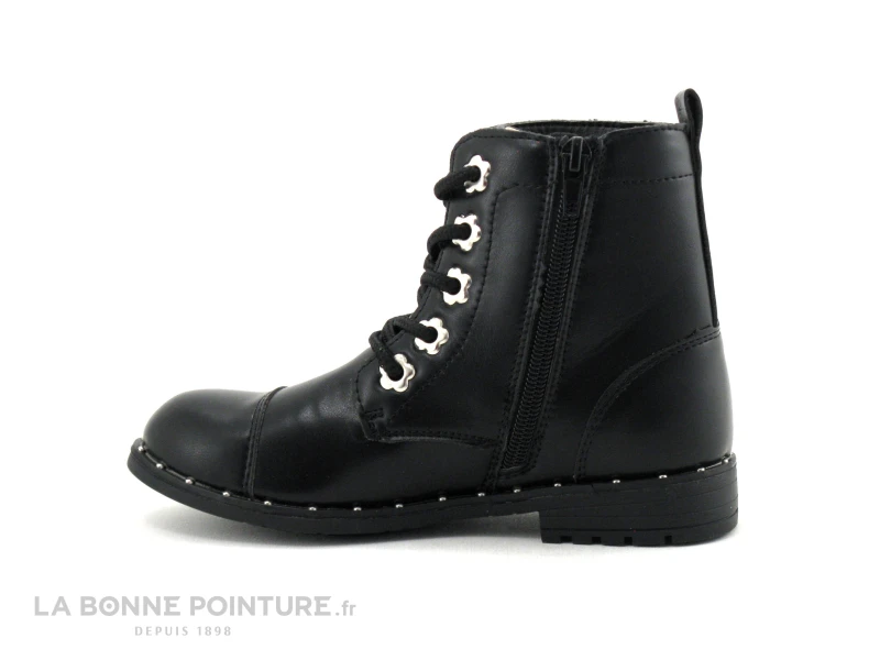 Wipop WOLFFY Noir - Boots Fille Noires - Oeillets Fleurs Argent – Image 2