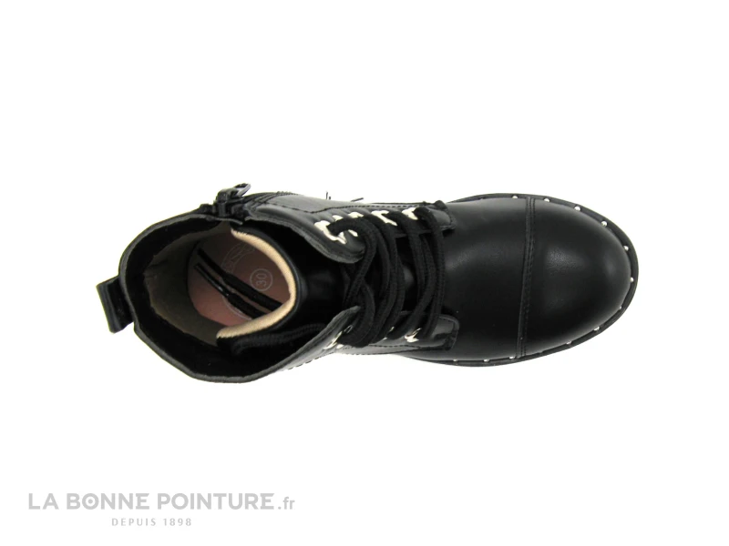 Wipop WOLFFY Noir - Boots Fille Noires - Oeillets Fleurs Argent – Image 3