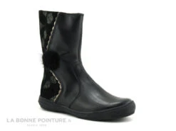 Bopy Surielle Noir - Bottines Fille Velours Et Cuir Et Zip