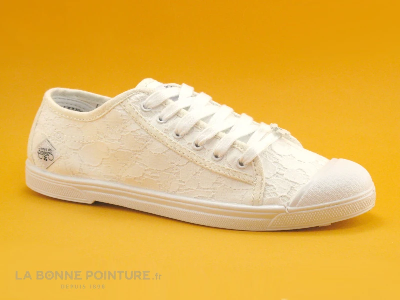 Le Temps Des Cerises BASIC 02 Dentelle Blanc - Basket Toile