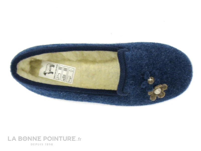 Soca 340 Indigo - Chausson Femme Bleu - 2 Fleurs - Interieur Laine – Image 4