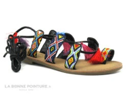 The Divine Factory TDF2982 Noir - Pompons Multi - Sandale