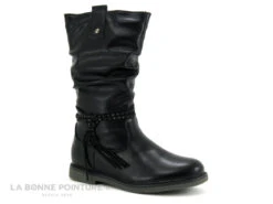 Wipop DUCLAIR Noir - Botte Fille Noire Avec Tige Froncee