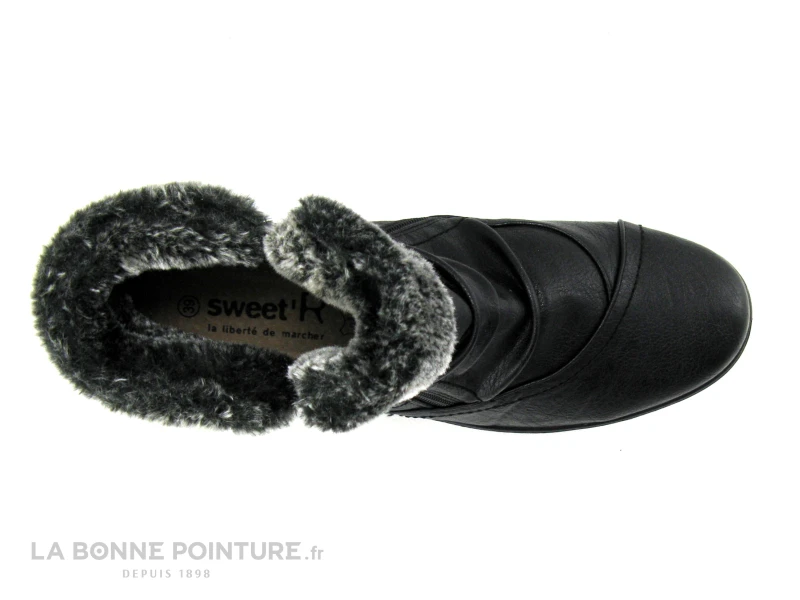 Sweet R CRIVON Noir - Haut Fourrure Grise - 2 Zips - Boots Femme – Image 3