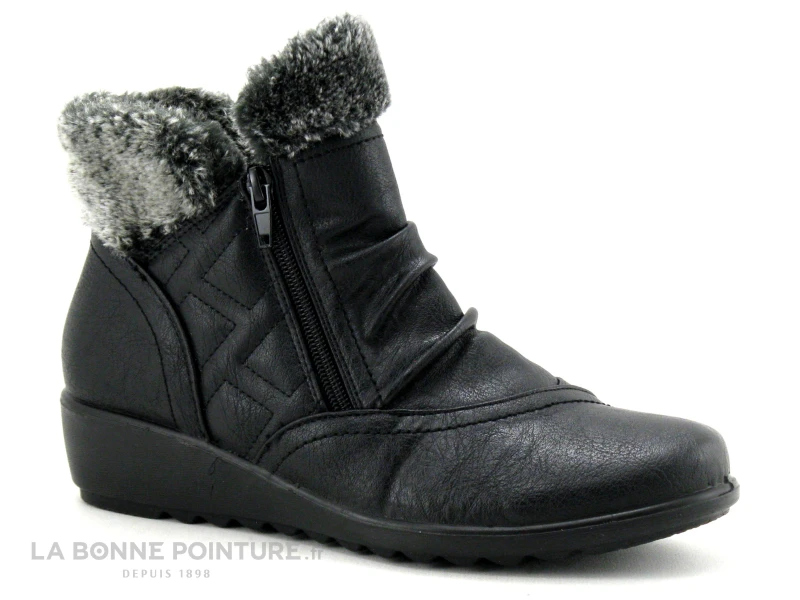 Sweet R CRIVON Noir - Haut Fourrure Grise - 2 Zips - Boots Femme – Image 5