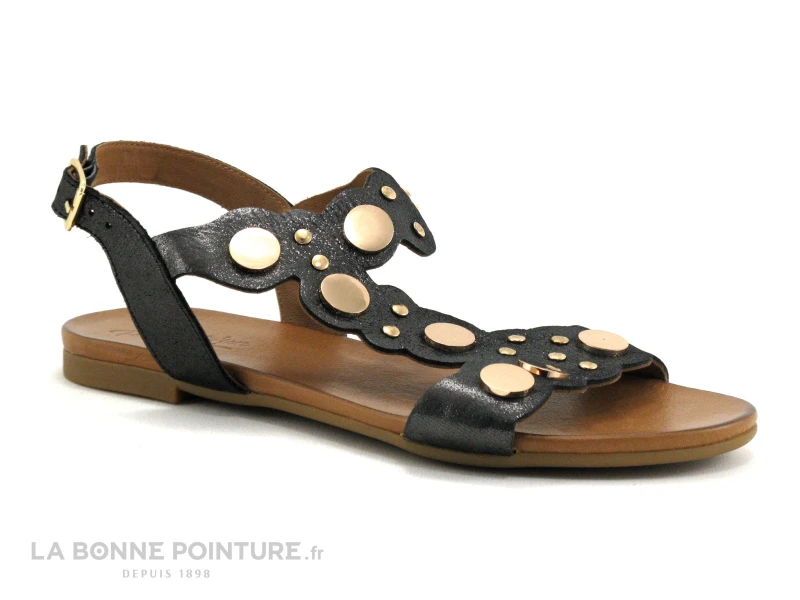 Com Un Point SHETRI Noir - Cercles Dores - Sandale Plate – Image 5