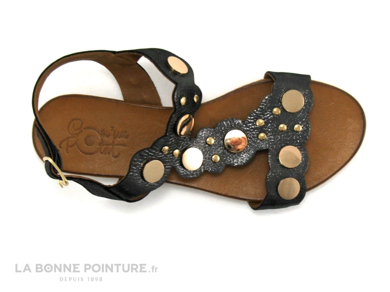 Com Un Point SHETRI Noir - Cercles Dores - Sandale Plate – Image 6