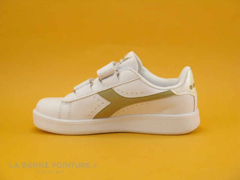 Diadora GAME P PS Girl - White Gold - Basket Fille 2 Scratches - Blanc Or – Image 3