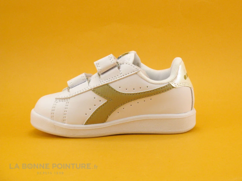 Diadora GAME P TD Girl White Gold - Basket Velcro Fille - Blanc Et Or – Image 3