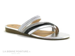 The Divine Factory JL3689 Noir Blanc Argent - Tong Femme