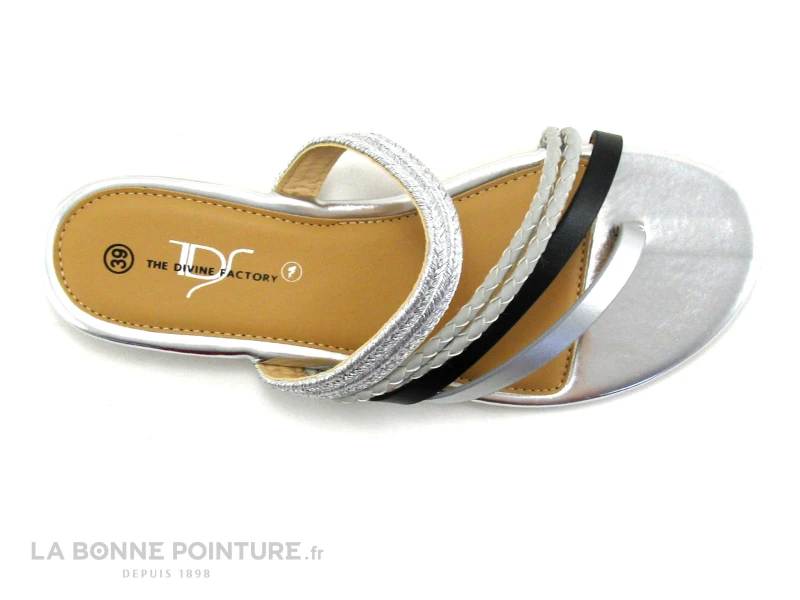 The Divine Factory JL3689 Noir Blanc Argent - Tong Femme – Image 3