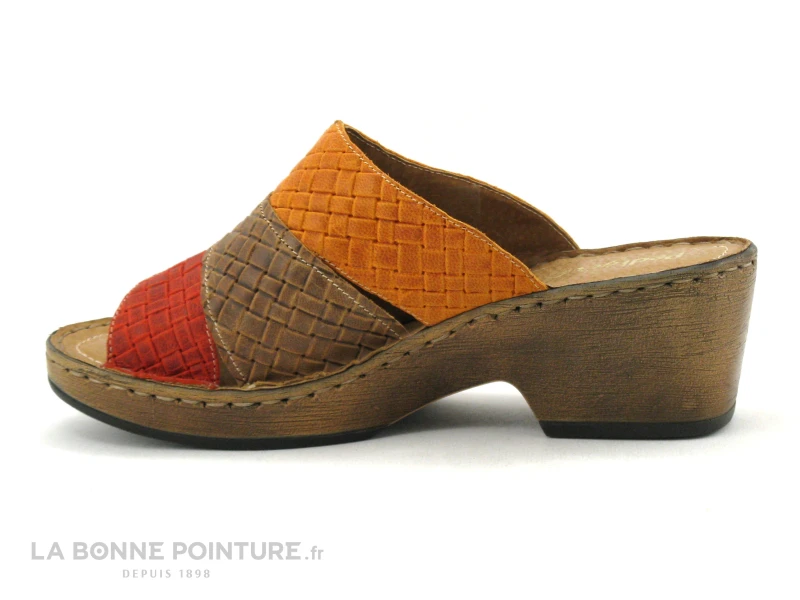 Pedi Girl YVAIR Rouge Safran - Mule Femme Petit Talon – Image 3