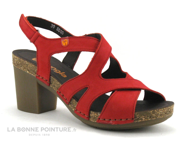 Jungla 8005 - Nu-pieds Femme En Cuir Rouge A Talon Haut