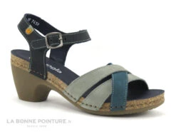 Jungla 7459 - Forest Jade - Nu-pieds Femme Cuir Bleu Et Vert - Petit Talon