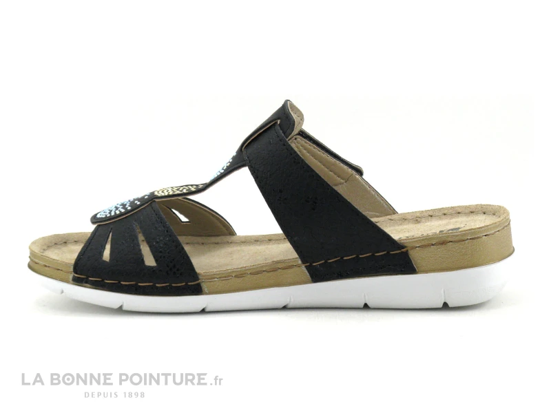 Morans MEMBOISE Marine - Strass - Mule Femme Avec Bride Velcro – Image 3