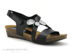 Xapatan 1062 Noir - Nu-pieds Femme - Talon Compense