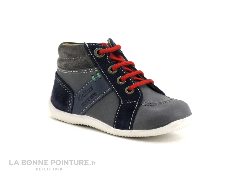 Kickers BAKARI Gris Marine Rouge - Chaussure Montante BEBE – Image 5