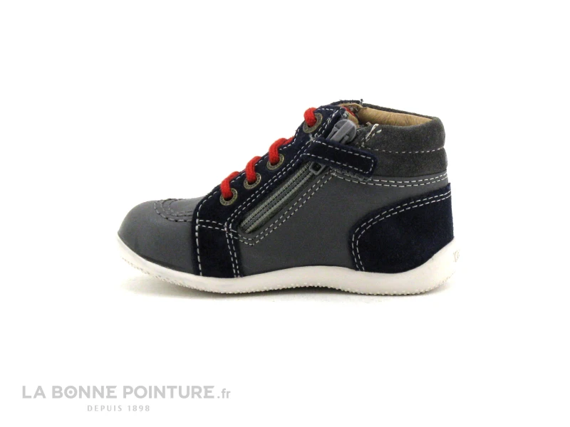 Kickers BAKARI Gris Marine Rouge - Chaussure Montante BEBE – Image 3