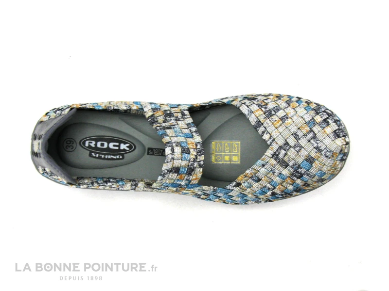 Rock Spring CAPETOWN Bleu Metal - Argent - Ballerine Elastique Tresse – Image 6