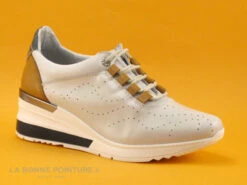 Brans 13538GHI - Gris - Camel - Bleu Croco - Basket Compensee Femme