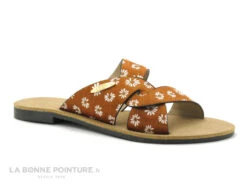 Dees Shoes MIAJA Orange - Fleurs - Mule Plate Femme