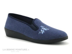 RYB 22118 - Bleu Jeans - Broderies Fleurs - Chausson Femme