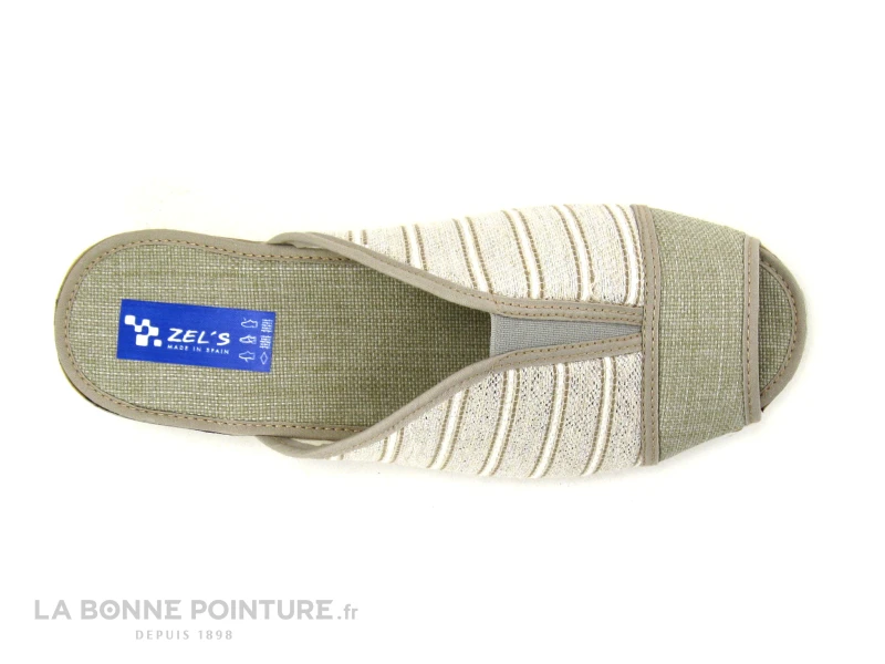 Zels 9294 Tabacco - Pantoufle Mule Beige - Argent - Rayures – Image 3