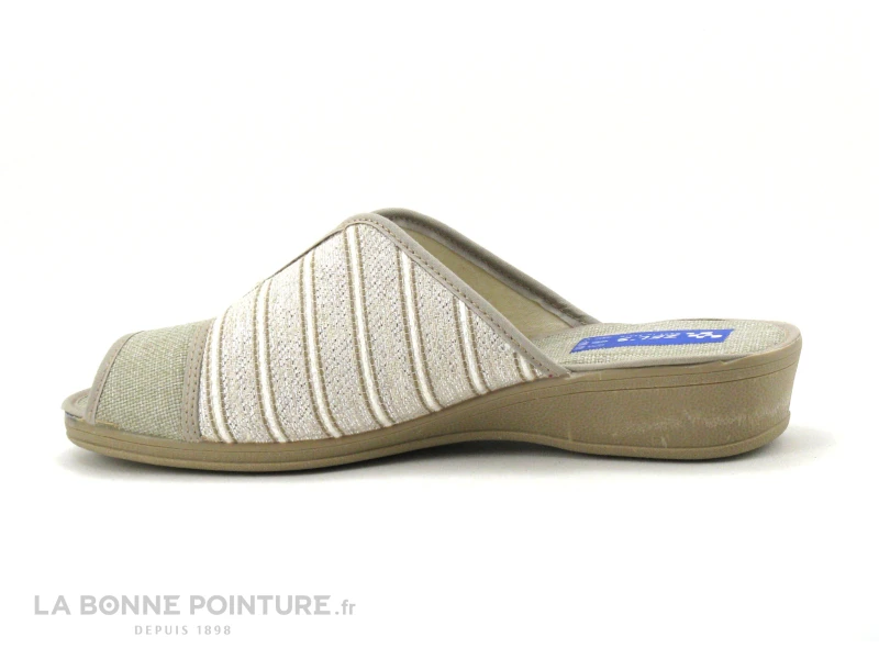 Zels 9294 Tabacco - Pantoufle Mule Beige - Argent - Rayures – Image 2
